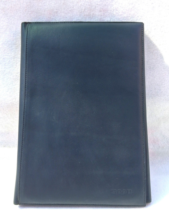 BORDBUCH LEDER MAPPE BLAU SAAB