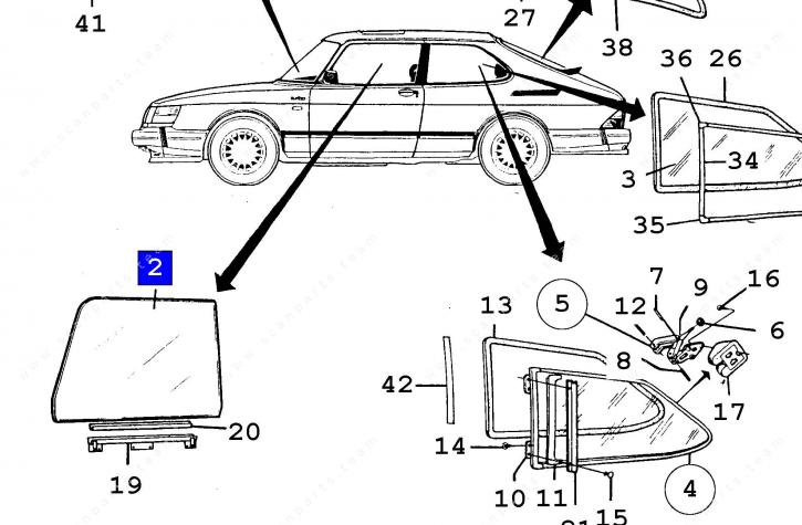 TUERSCHEIBE LINKS 900 COUPÉ KLARGLAS