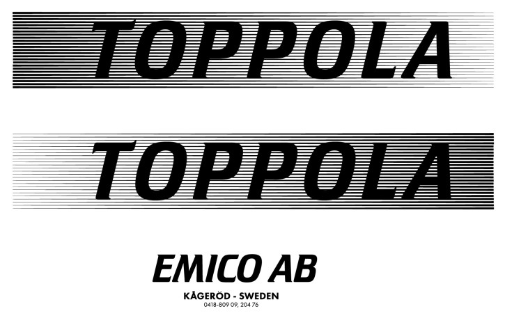 TOPPOLA STICKER AUFKLEBER SET LINKS RECHT + EMICO 60x11cm
