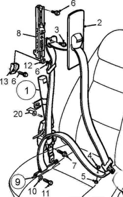 SICHERHEITSGURT VORN RECHTS 900/II 9-3 CABRIO
